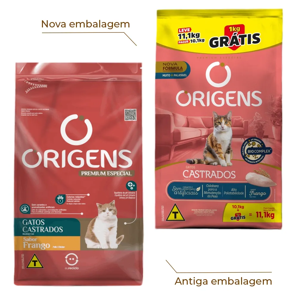Ração Origens Gatos Castrados Frango